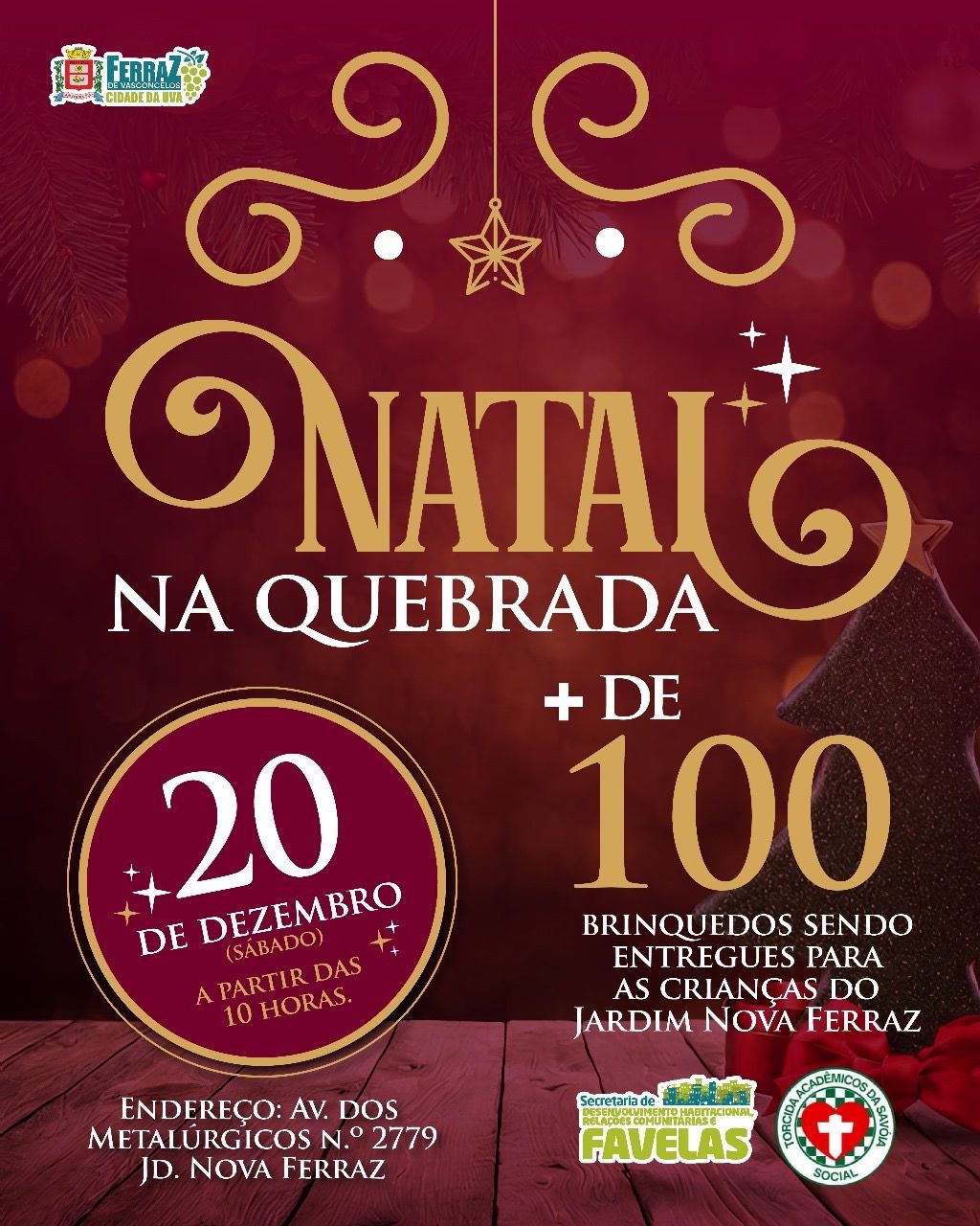 PREFEITURA DE FERRAZ PROMOVE “NATAL NA QUEBRADA” COM ENTREGA DE BRINQUEDOS