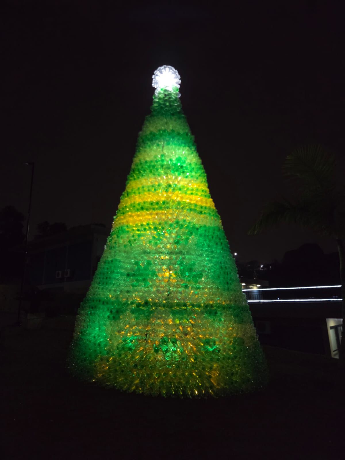 NATAL ECOLÓGICO: ÁRVORE DE 6 MIL GARRAFAS PET É ACESA EM ARUJÁ