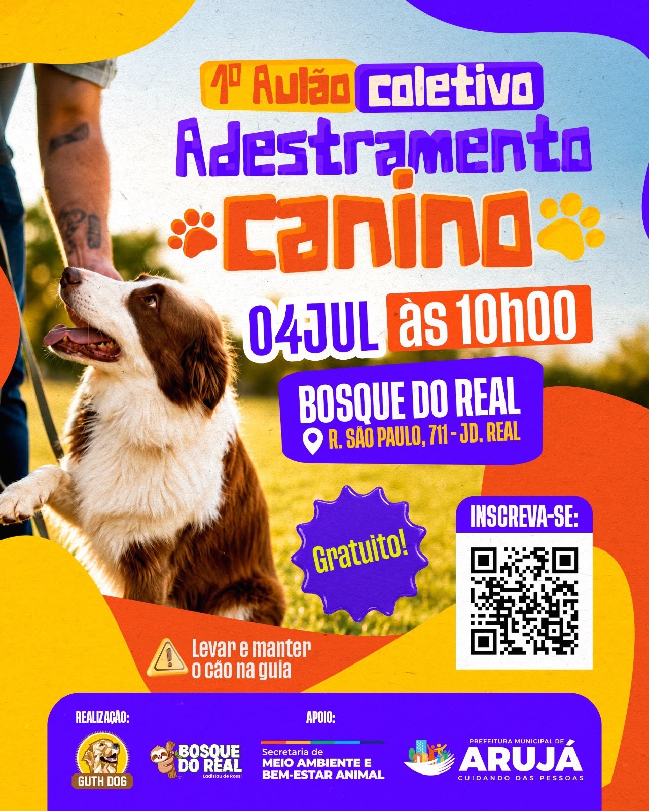 ARUJÁ ABRE INSCRIÇÕES PARA AULÃO GRATUITO DE ADESTRAMENTO CANINO