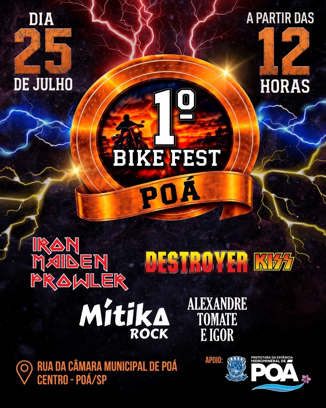 1º BIKE FEST POÁ REÚNE MOTOCICLISTAS, ROCK E LAZER NESTE SÁBADO